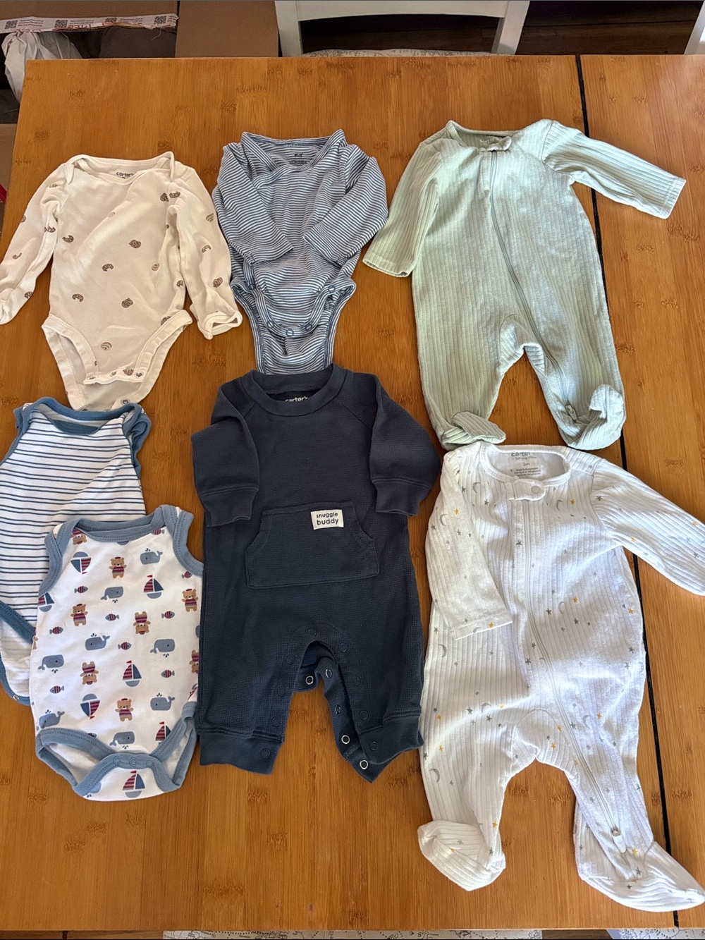 Baby Boy Bundle 0-3 Month Footie Pajamas and Onesies
